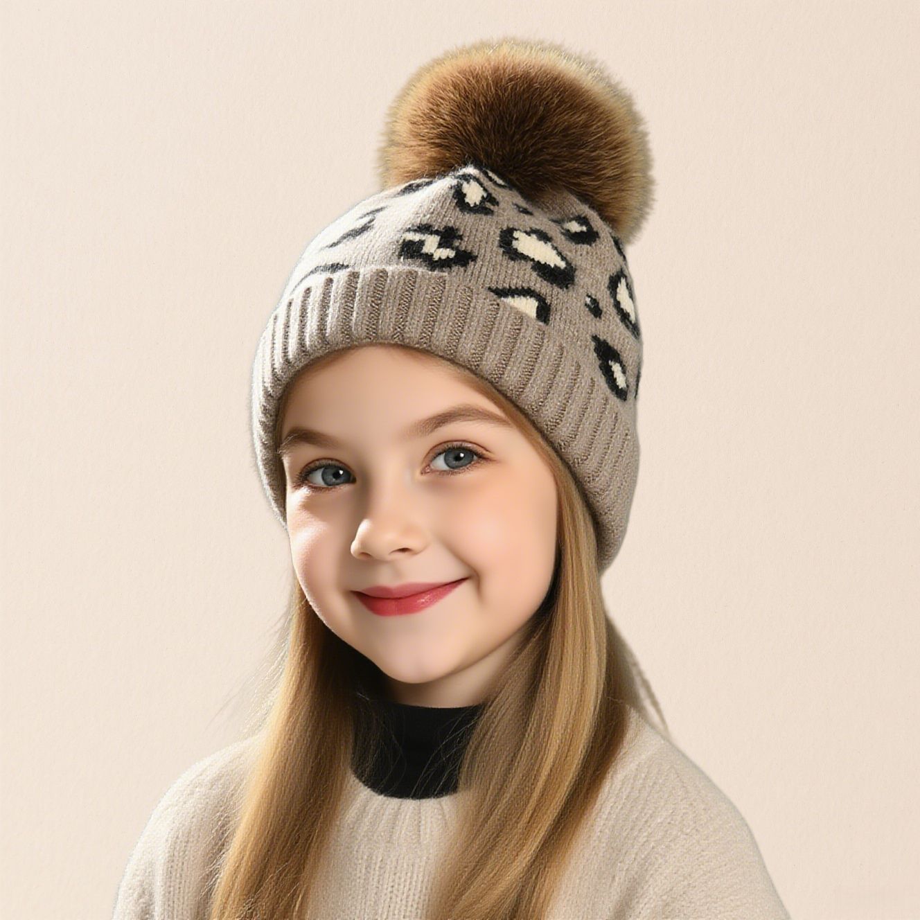Wholesale Autumn/Winter Leopard Print Jacquard m-m Knitted Hat for Chilen