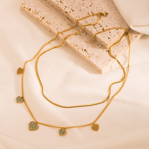 Wholesale 18k gold titanium steel necklace multi-layer stacked pendant multi-layer stainless steel sweater chain necklace women