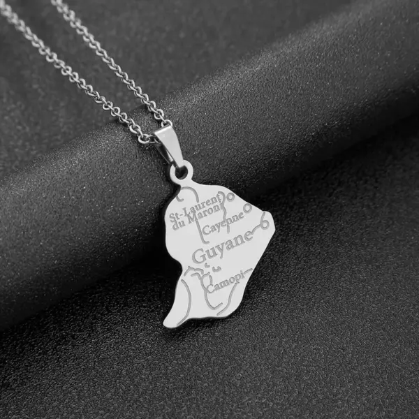 Wholesale Map Of Guiana Map Letter 201 Stainless Steel 304 Stainless Steel Vintage Style Ethnic Style 304 Stainless Steel Pendant Necklace