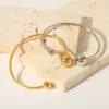 Wholesale PVD Coated Real Gold Plated 18K Gold Solid Color 201 Stainless Steel IG Style Simple Style Waterproof Non Tarnish Bangle