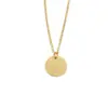 Wholesale PVD Coated 18K Gold Real Plated Round Customization Laser Engraving Stainless Steel Classic Style Commute Waterproof Non Tarnish Pendant Necklace