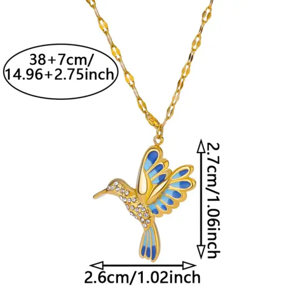 Wholesale PVD Coated Real Gold Plated Hummingbird 304 Stainless Steel Elegant Pastoral Waterproof Non Tarnish 304 Stainless Steel Pendant Necklace