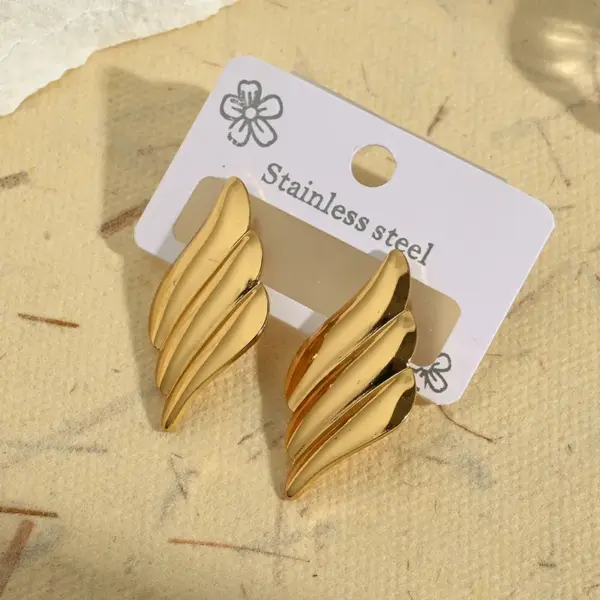 Wholesale Trendy INS Style 201 Stainless Steel Water Plating Stripe Multi Waterdrop Shaped Earrings Women's Jewelry