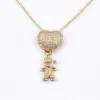 Wholesale Exaggerated Novelty Modern Style Human Copper Plating Inlay 18K Gold Plated Zircon Pendant Necklace