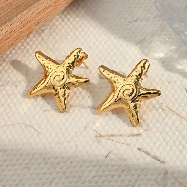 Electroplating Golden Plated Octopus Round Starfish 304 Stainless Steel Casual Simple Style Polishing Plating Earrings