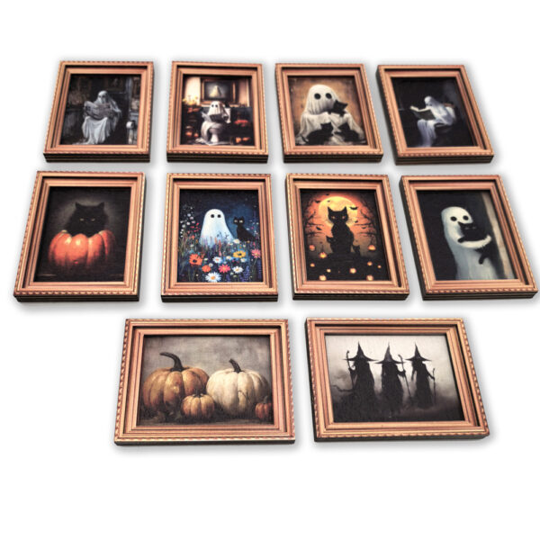 Wholesale Halloween Retro Photo Frame Magnetic Refrigerator Magnet Wooden Poster Refrigerator Magnet