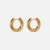 Vacuum Plating Real Gold Plated 18K Gold Round 304 Stainless Steel Titanium Steel Simple Style Waterproof Non Tarnish Hoop Earrings