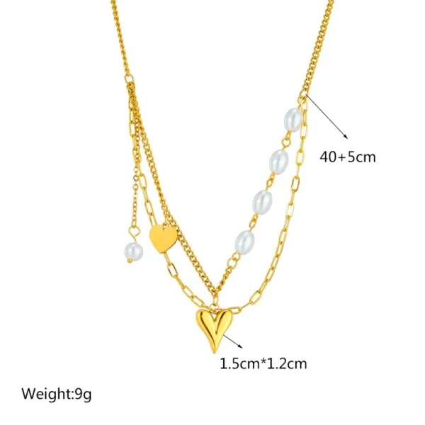 Wholesale PVD Coated 18K Gold Plated Heart Shape 304 Stainless Steel Simple Style Waterproof Non Tarnish 304 Stainless Steel Necklace