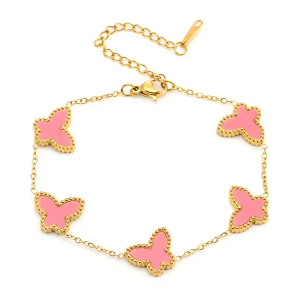 Wholesale Fashionable Luxury Double-Sided Shell Butterfly Titanium Steel Bracelet Women's Ins Plated 18K Gold Non-Fading Stylish Light