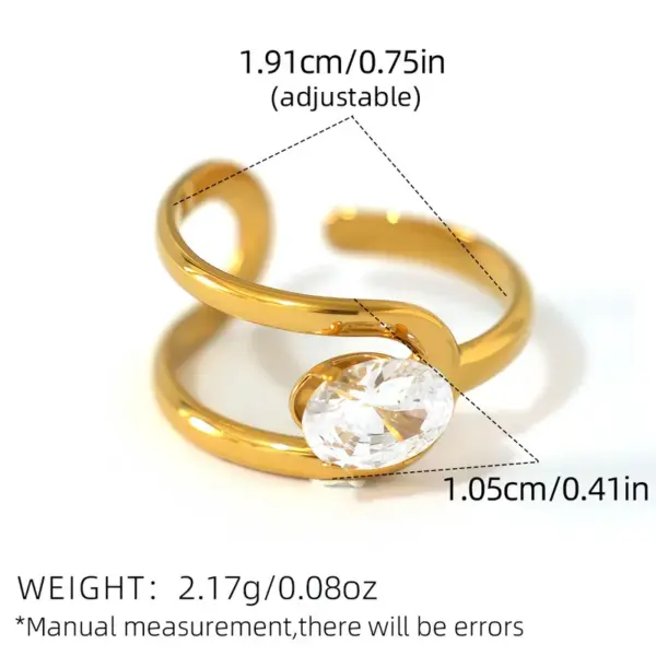 Wholesale Ion Plating (IP) Real Gold Plated 18K Gold Geometric 304 Stainless Steel Casual Simple Style Waterproof Non Tarnish Adjustable Ring