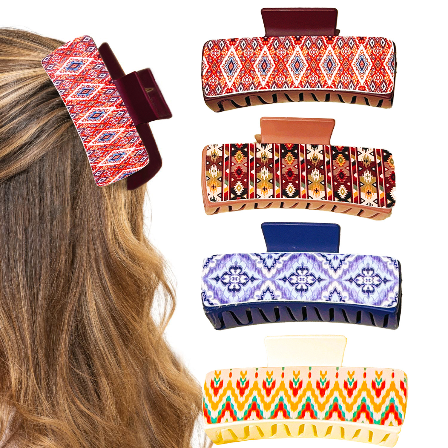 Wholesale Vintage Western Bohemian Print Leather Grabber