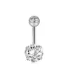 Fashion Solid Color Stainless Steel Inlay Artificial Gemstones Belly Ring