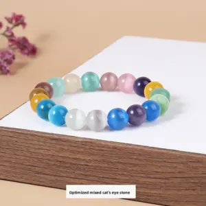 Optimized Mixed Cat's Eye Stone Bracelet / Diameter 6.1-6.8mm (about 30-32 Pieces)