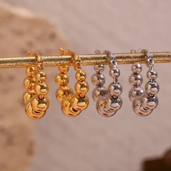 304 Stainless Steel Geometric PVD Coated Stone-Free 18K Gold Plated Real Gold Plated 18K Gold Basic Classic Style Waterproof Non Tarnish Plating Gold Silver Earrings