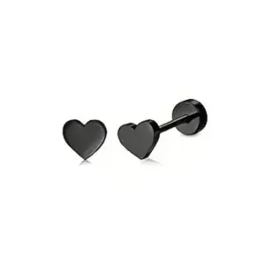 Black / One Size / Heart-Shaped Stud Earrings