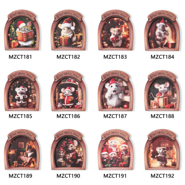 oly-525ce601b2bee43b9e89926b6a2b4e7d Wholesale MZCT181-192 Christmas Mouse Hole Wooden Photo Frame Magnetic Fridge Magnet