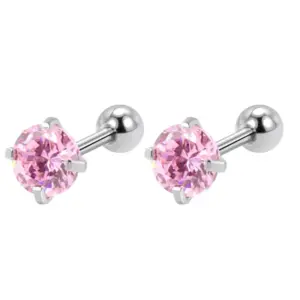 7mm round Pink Zirconium (a Pair)