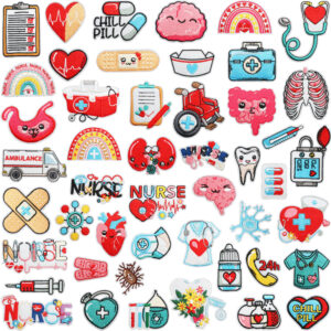 Wholesale Cartoon Human Organ Embroidery Cloth Stickers Medical Equipment Patch Stickers Clothes Decoration Cute Syringe Embroidery Zhangzi
