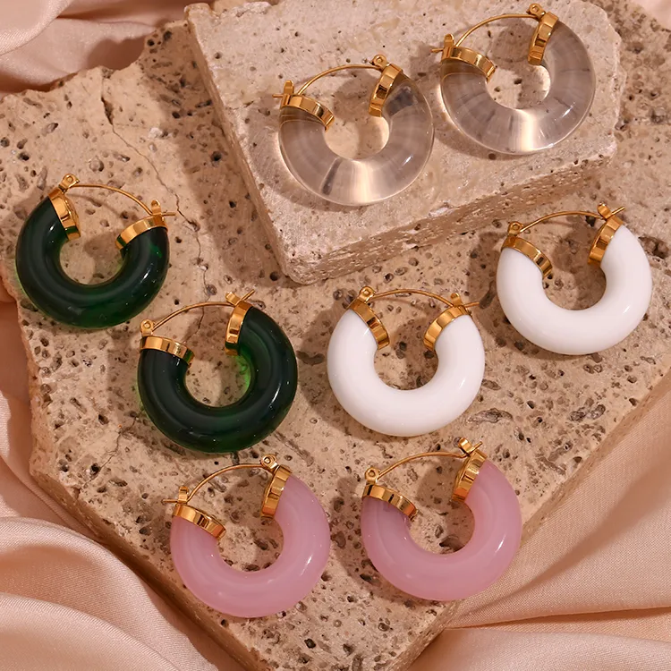 Wholesale 304 Stainless Steel Round PVD Coated Stone-Free 18K Gold Plated Real Gold Plated 18K Gold Basic Simple Style Classic Style Waterproof Non Ta