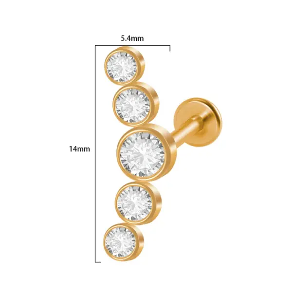 1 Piece Lip Rings Casual Vacation Round Arc 304 Stainless Steel Inlay Zircon 18K Gold Plated Lip Rings Ear Cartilage Rings & Studs