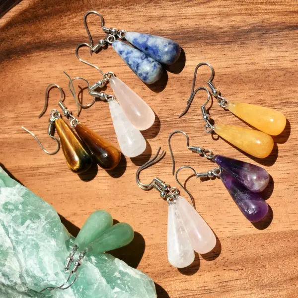 Wholesale 1 Pair Retro Water Droplets Plating Alloy Natural Stone Women's Drop Earrings