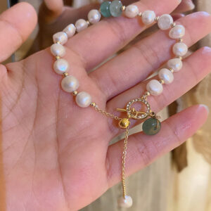 4# bracelet-Golden freshwater pearl (real gold plating)