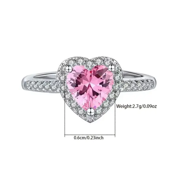 Wholesale Glass Copper Heart Shape Glass IG Style Cute Romantic Silver Rings