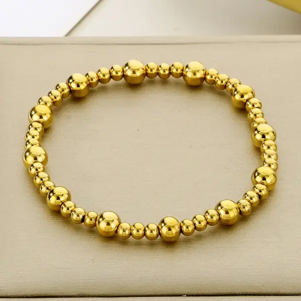 Wholesale PVD Coated 18K Gold Plated Round 304 Stainless Steel Simple Style Waterproof Non Tarnish 304 Stainless Steel Bracelets