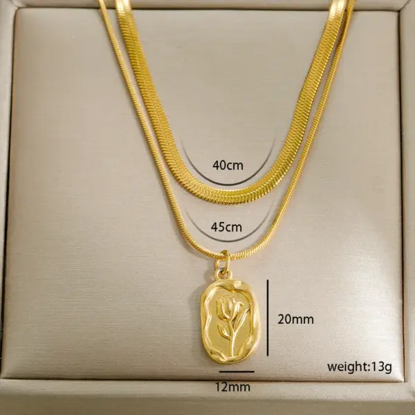 Ion Plating (IP) Heart Shape 304 Stainless Steel Basic Waterproof Non Tarnish 304 Stainless Steel Double Layer Necklaces