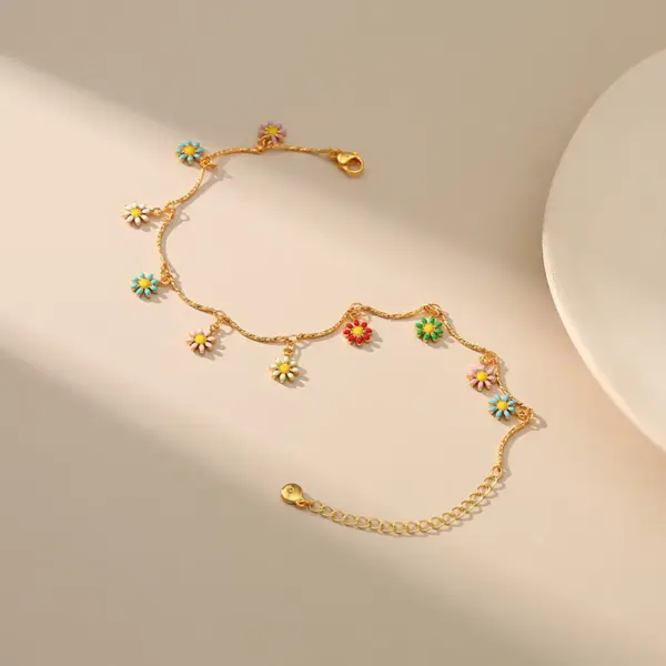 Wholesale Jewelry Fashion Flower Copper Plating Anklet