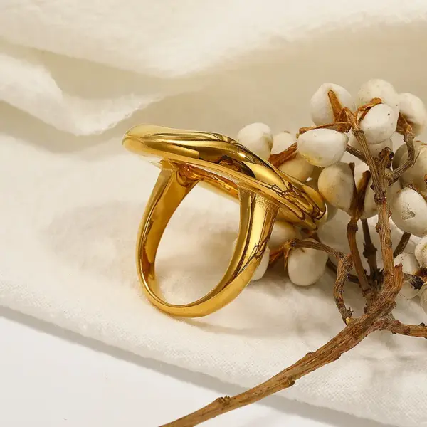 Wholesale 304 Stainless Steel 18K Gold Plated Casual Classic Style Plating Solid Color Rings