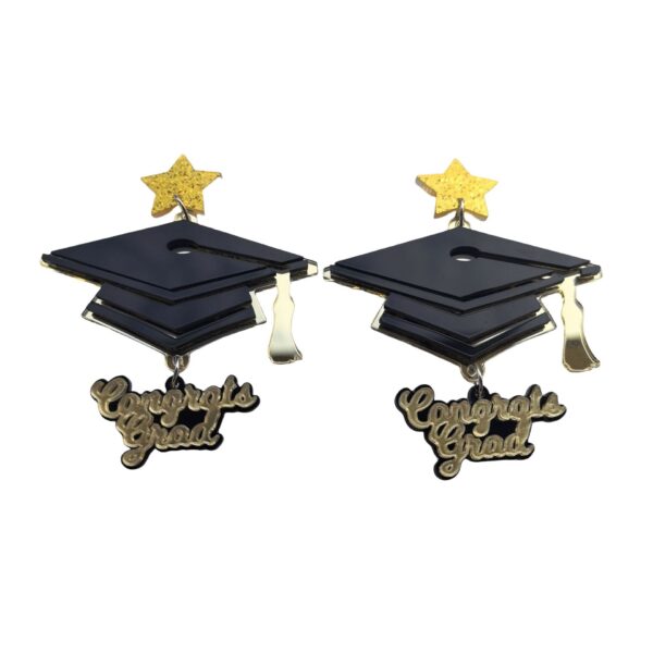 oly-528eea6a641aea7da12e5932455ad26e Wholesale Cross-border New Graduation Season Doctor Hat Graduation Master Hat Earrings congrala grad English Letter Earrings