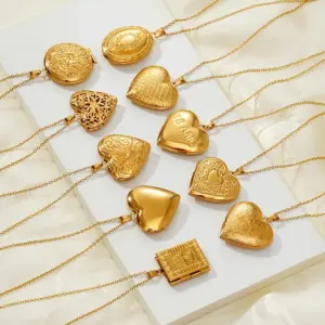 Wholesale 304 Stainless Steel Heart Shape Electroplated 18K Real Gold Plated Modern Style Classic Style Waterproof Non Tarnish Plating Pendant Necklace