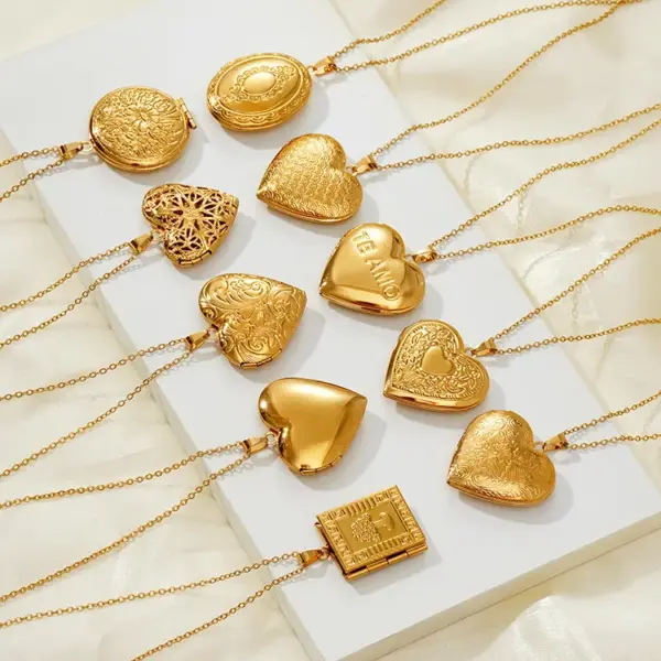 Wholesale 304 Stainless Steel Heart Shape Electroplated 18K Real Gold Plated Modern Style Classic Style Waterproof Non Tarnish Plating Pendant Necklace