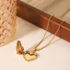Wholesale 304 Stainless Steel Heart Shape PVD Coated 18K Real Gold Plated IG Style Princess Romantic Waterproof Non Tarnish Belcher Chain White Gold Locket Necklace