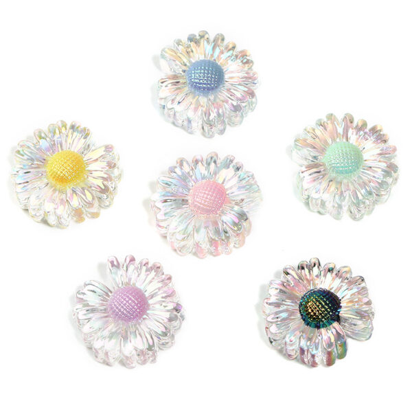 Wholesale 25mm double-sided daisy beads in transparent color-plated acrylic flower beads diy mobile phone chain beads loose beads