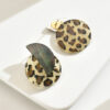 Wholesale Wild charm! Maillard Leopard Earrings Distinctive Exaggerated Earrings European and American Style Retro C- shaped Earrings Autumn and Winter Earrings