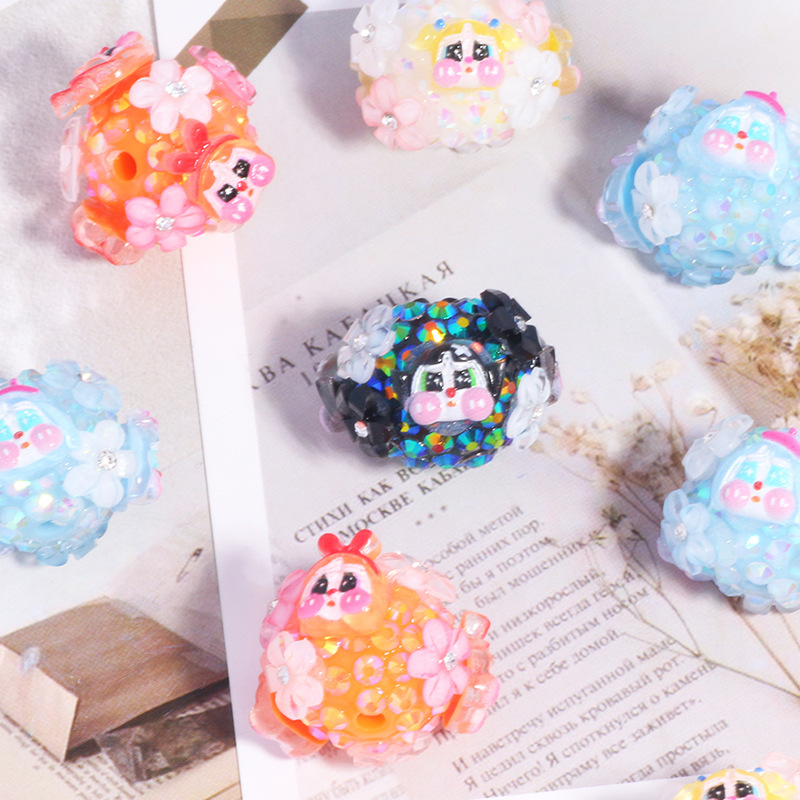 Wholesale New Cartoon Crying Bag Straight Hole Loose Beads DIY Mobile Phone Key Chain Necklace Bag Chain Aessories