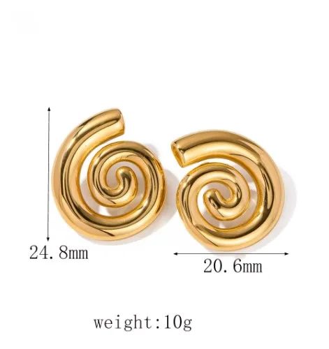 1 Pair IG Style Simple Style Solid Color Spiral 304 Stainless Steel 18K Gold Plated Stainless Steel Earrings