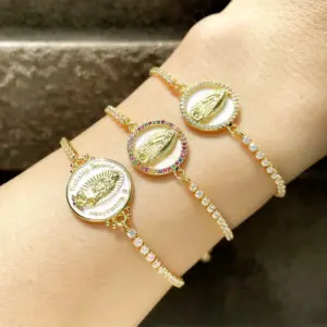 Copper Inlaid Zircon Artificial Gemstones Copper Bracelets