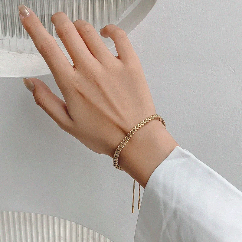 Wholesale Simple Style Solid Color Titanium Steel Plating Bracelets 1 Piece