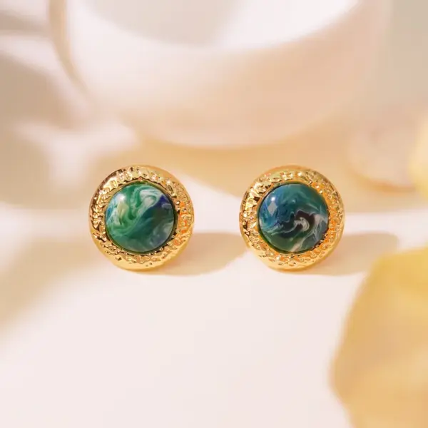 Wholesale 304 Stainless Steel Plastic Geometric Electroplating Imitation Gold Elegant Vintage Style Ear Studs