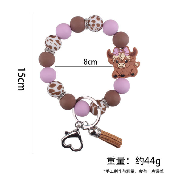 Wholesale New Cartoon Cow Consumption Silicone Bracelet Keychain Creative DIY Silicone Handmade Beaded Bracelet Women's Jewelry