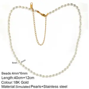 Oval Pearl Necklace 40cm 12cm