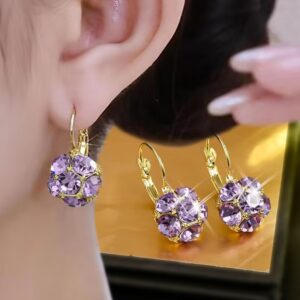 Wholesale Purple Crystal Ear Buckle Women's Exquisite Light Luxury Fashion Earrings New Fashion High-end Sense Spring and Summer Hot Earrings
