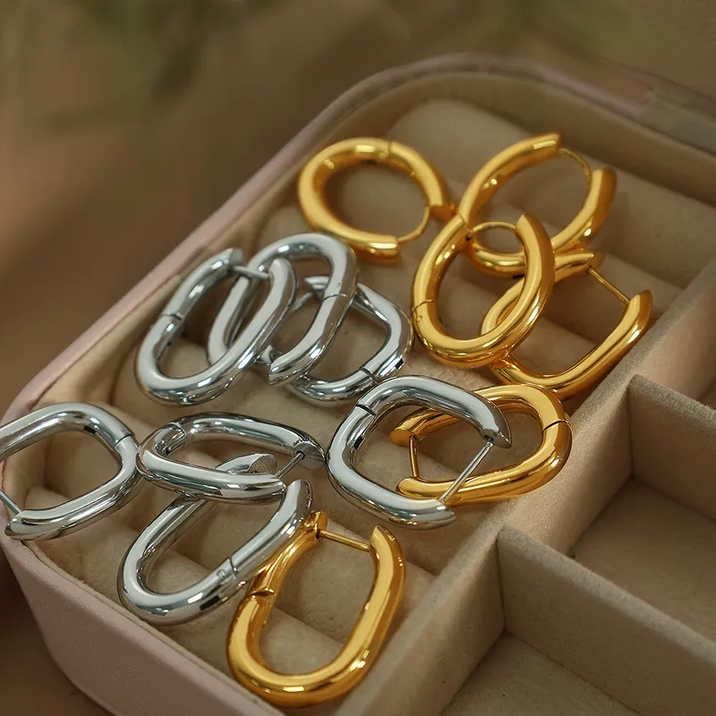 304 Stainless Steel U Shape PVD Coated 18K Real Gold Plated Elegant Retro Vacation Waterproof Non Tarnish Plating Gold Earrings