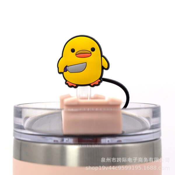 oly-52a75b443d7d37c4a6fa1fde8279e744 Wholesale Anime yellow duck straw sle straw cap silicone dust plug cute animal cartoon fit 10MM straw decoration