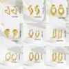 Wholesale 304 Stainless Steel Solid Color PVD Coated Real Gold Plated Real Gold Plated Casual Simple Style Waterproof Non Tarnish Earrings