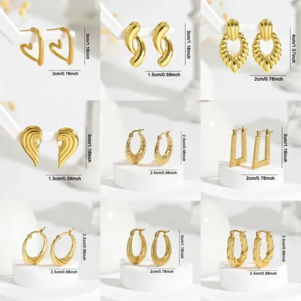 Wholesale 304 Stainless Steel Solid Color PVD Coated Real Gold Plated Real Gold Plated Casual Simple Style Waterproof Non Tarnish Earrings
