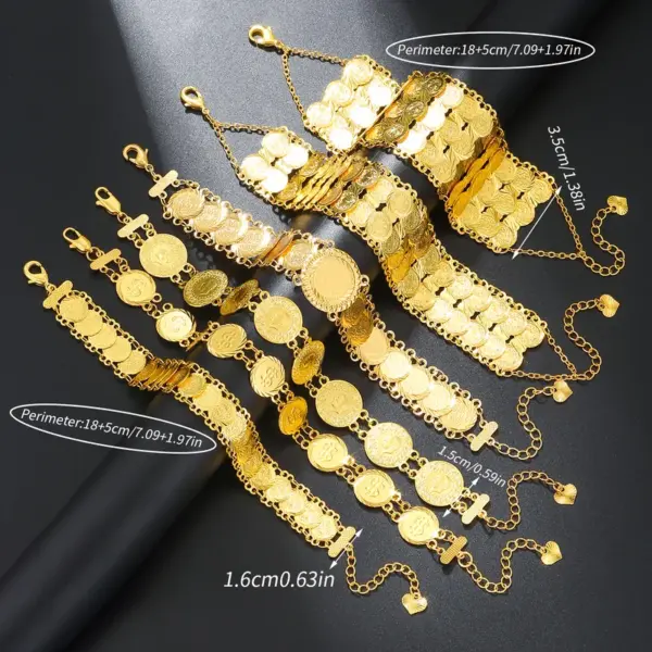 Wholesale Retro Roman Style Coin Copper Plating 18k Gold Plated Bracelets